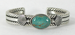 Authentic Native American sterling silver and Turquoise Bracelet size 6 5/8  by Navajo artisan Steve Arviso