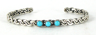 sterling silver and turquoise twist bracelet size 5 7/8