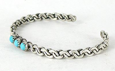 sterling silver and turquoise twist bracelet size 5 7/8