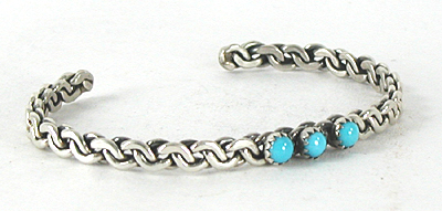 sterling silver and turquoise twist bracelet size 5 7/8