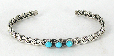sterling silver and turquoise twist bracelet size 5 7/8