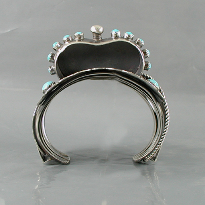 Authentic Native American sterling silver and turquoise Western Saddle Bracelet by Navajo Tim Yazzie size 6 5/8