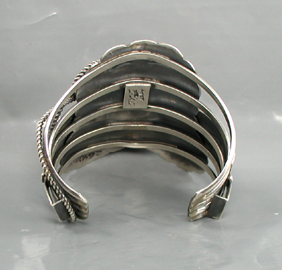Authentic Native American sterling silver and turquoise Western Saddle Bracelet by Navajo Tim Yazzie size 6 5/8