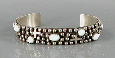 Authentic Native American sterling silver and turquoise Bracelet by Navajo Ronnie Willie size 6 3/4