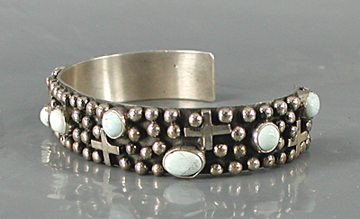 Authentic Native American sterling silver and turquoise Bracelet by Navajo Ronnie Willie size 6 3/4