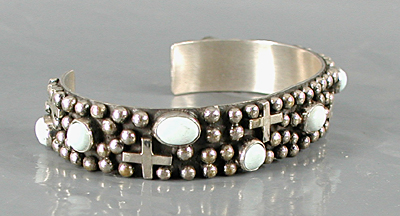 Authentic Native American sterling silver and turquoise Bracelet by Navajo Ronnie Willie size 6 3/4