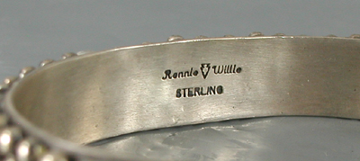 Authentic Native American sterling silver and turquoise Bracelet by Navajo Ronnie Willie size 6 3/4