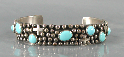 Authentic Native American sterling silver and turquoise Bracelet by Navajo Ronnie Willie size 6 1/2