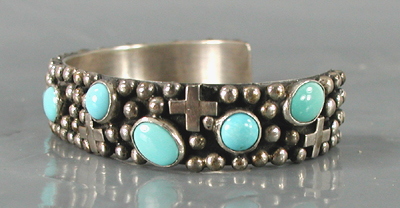 Authentic Native American sterling silver and turquoise Bracelet by Navajo Ronnie Willie size 6 1/2