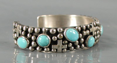 Authentic Native American sterling silver and turquoise Bracelet by Navajo Ronnie Willie size 6 1/2