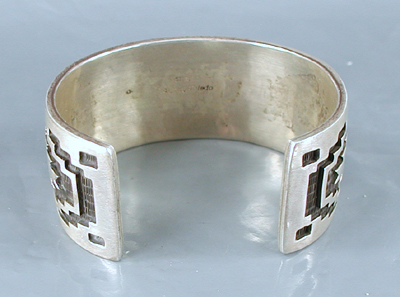 Authentic Native American handmade sterling silver overlay with coral and turquoise bracelet by Navajo silversmith Randy Toledo size 6
