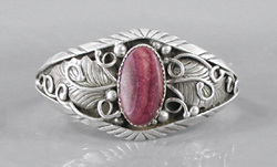 Authentic Native American sterling silver and Purple Spiny Oyster Bracelet by Navajo silversmiths Rita and Mike Begay size 6 1/4