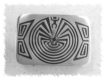 Navajo Sterling Silver Traditional Man in a Maze belt buckle