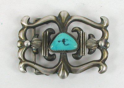 Authentic Native American Sand Cast Sterling Silver and Turquoise belt buckle by Navajo Henry Morgan