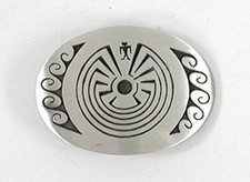 Navajo Sterling Silver Man in a Maze belt buckle by Charlton Lindsay
