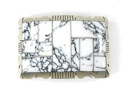 Authentic Native American sterling silver White Buffalo Buckle by Navajo Steve Francisco