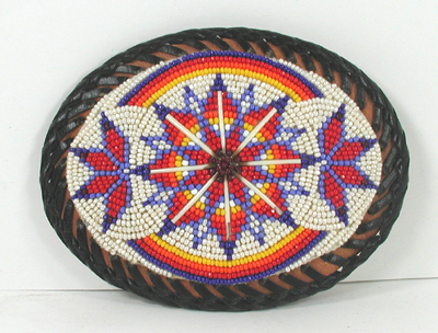 Authentic Native American Good Bear Lakota beaded Morning Star Belt Buckle