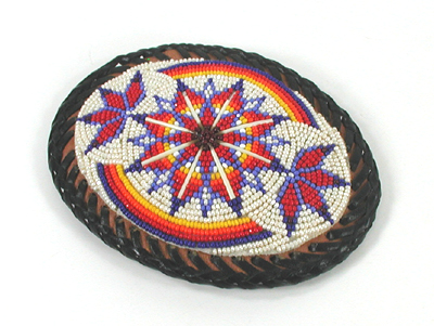 Authentic Native American Good Bear Lakota beaded Morning Star Belt Buckle