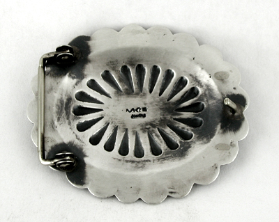 Authentic Native American Sterling silver and Turquoise belt buckle by Navajo Martha Cayantineto