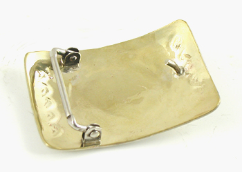 Authentic Native American horse spirit belt buckle of nickel silver and brass by Lakota Visions artisan Mitchell Zephier
