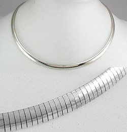 Sterling Silver Dome Omega Collar Necklace
