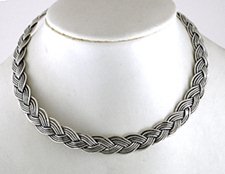 Authentic Native American Sterling Silver necklace collar or neck bar by Navajo silversmith Verna Tahe