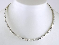 Authentic Native American Sterling Silver necklace collar or neck bar by Navajo silversmith Verna Tahe