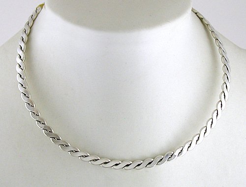 Authentic Native American Sterling Silver necklace collar or neck bar by Navajo silversmith Verna Tahe