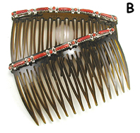 Authentic Native American Hair Combs of turquoise and coral by Zuni artisan Erik Wyaco