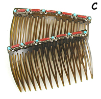 Authentic Native American Hair Combs of turquoise and coral by Zuni artisan Erik Wyaco