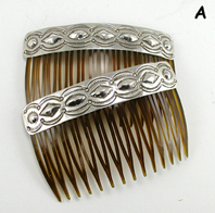 Authentic Native American Hair Combs of stamped and repousse Sterling Silver by Navajo artisan Jenny Blackgoat
