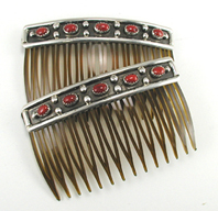 Authentic Native American Hair Comb of coral and sterling silver by Navajo artisan Paul Largo