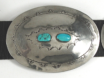 Vintage sterling silver and turquoise concho belt 49 inches long
