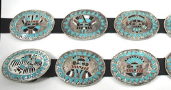 Vintage Native American Navajo Kachina Concho belt by Benjamin Becenti