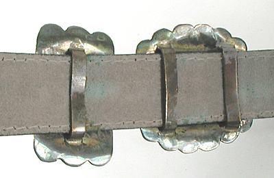 Authentic Native American stamped sterling silver and turquoise Concho belt by Navajo artisan Marcella James