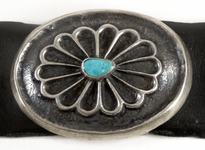 new old stock heavy Cast sterling silver and turquoise concho belt 42 inches long with 9 conchos