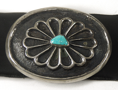 new old stock heavy Cast sterling silver and turquoise concho belt 42 inches long with 9 conchos
