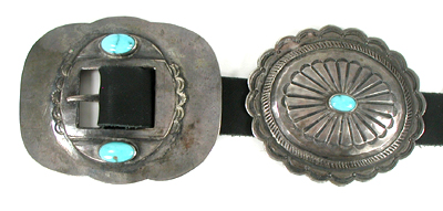 vintage sterling silver and turquoise concho belt 51 inches long six conchos