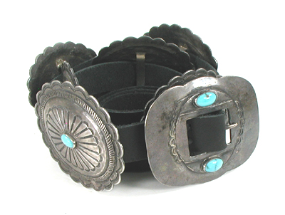 vintage sterling silver and turquoise concho belt 51 inches long six conchos