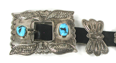 vintage sterling silver and turquoise concho belt 51 inches long six conchos