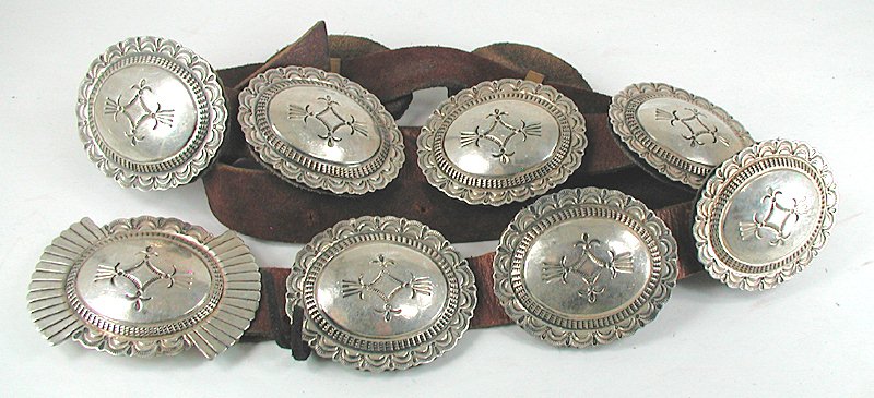 Authentic Native American Vintage Sterling Silver Concho belt by Navajo David Reeves