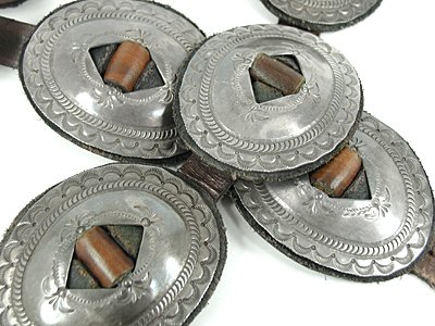 Authentic vintage Native American Sterling silver concho belt by Kewa artist Herb Coriz