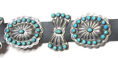 Authentic Native American Vintage Sterling Silver and Turquoise concho belt by Navajo artist Victor Moses Begay