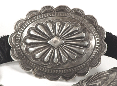 Vintage concho belt with sand cast buckle