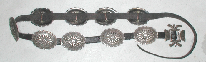 Vintage concho belt with sand cast buckle