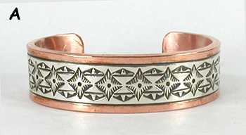 Copper with sterling silver overlay Bracelet by Navajo silversmith Jordan Gene