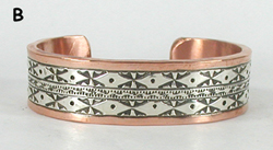 Copper with sterling silver overlay Bracelet by Navajo silversmith Jordan Gene