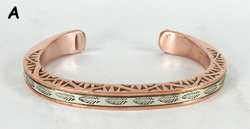 Copper with sterling silver overlay Bracelet by Navajo silversmith Jordan Gene