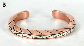 Copper with sterling silver overlay Bracelet by Navajo silversmith Jordan Gene