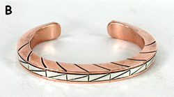 Copper with sterling silver overlay Bracelet by Navajo silversmith Jordan Gene